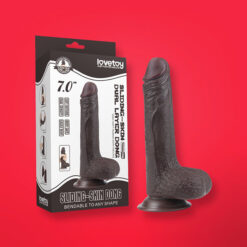 Dương vật giả gắn tường Lovetoy Sliding Skin Dong 7 inch - Black