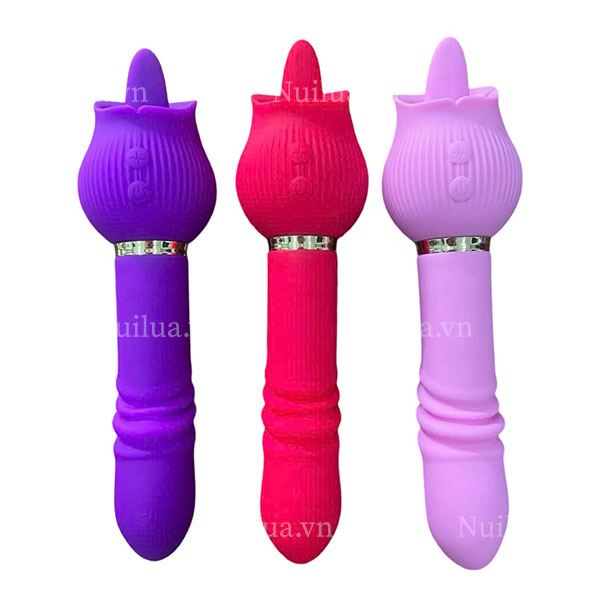 Dương vật giả 2 đầu hoa hồng lưỡi liếm rung thụt - Ảnh 2