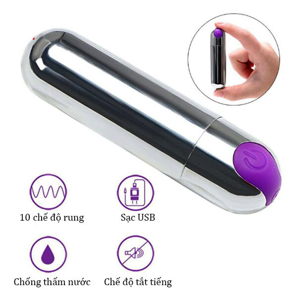Đạn rung inox 10 chế độ, dùng sạc - Ảnh 2