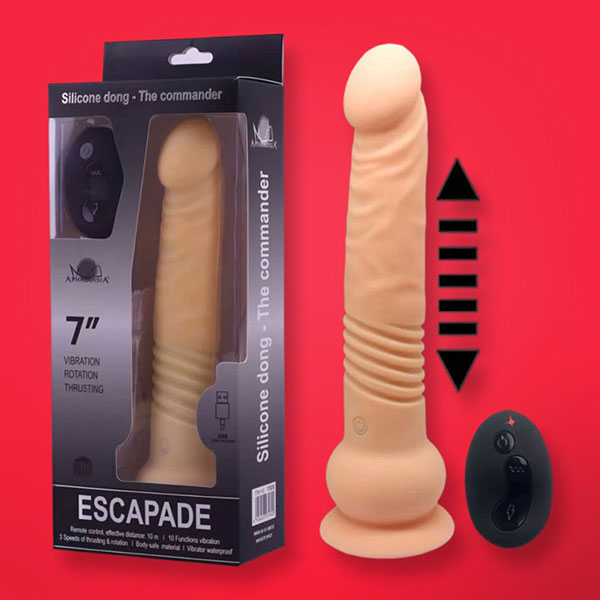 Dương vật giả Escapade rung thụt ngoáy 10 chế độ, điều khiển từ xa