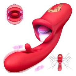 Dương vật giả Tongue Rose rung bú đá lưỡi kích thích điểm G